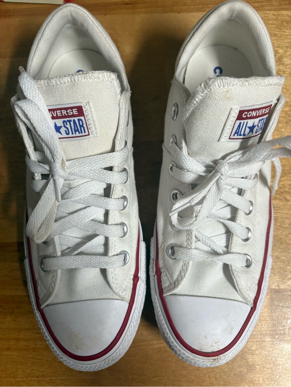 Converse Kids White Low-Top Sneakers with Red Trim